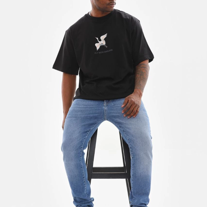 Baskılı Oversize T-Shirt - Siyah -