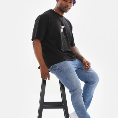 Baskılı Oversize T-Shirt - Siyah -