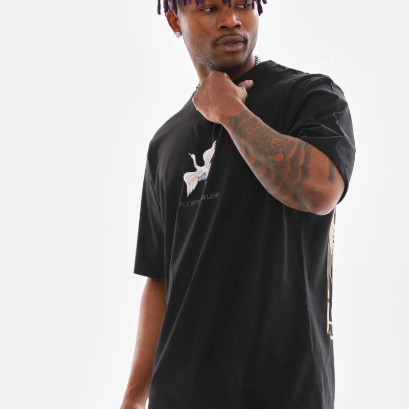 Baskılı Oversize T-Shirt - Siyah -