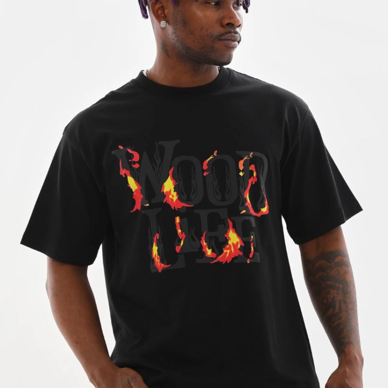 Baskılı Oversize T-Shirt - Siyah -