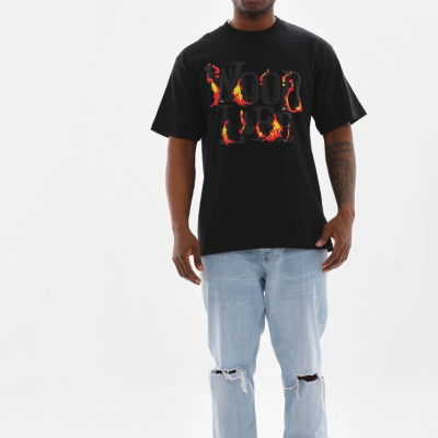 Baskılı Oversize T-Shirt - Siyah -