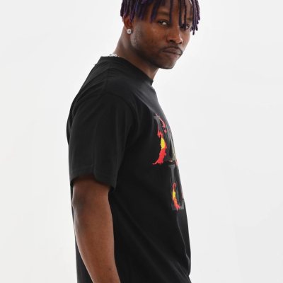 Baskılı Oversize T-Shirt - Siyah -