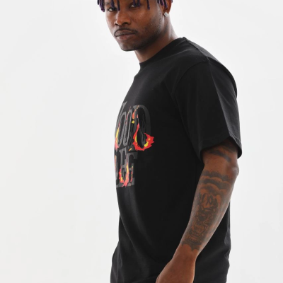 Baskılı Oversize T-Shirt - Siyah -