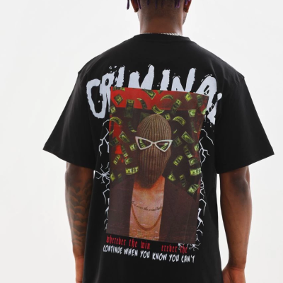 Baskılı Oversize T-Shirt - Siyah -