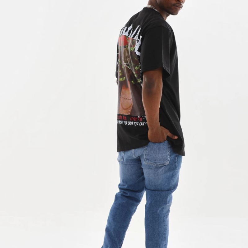 Baskılı Oversize T-Shirt - Siyah -