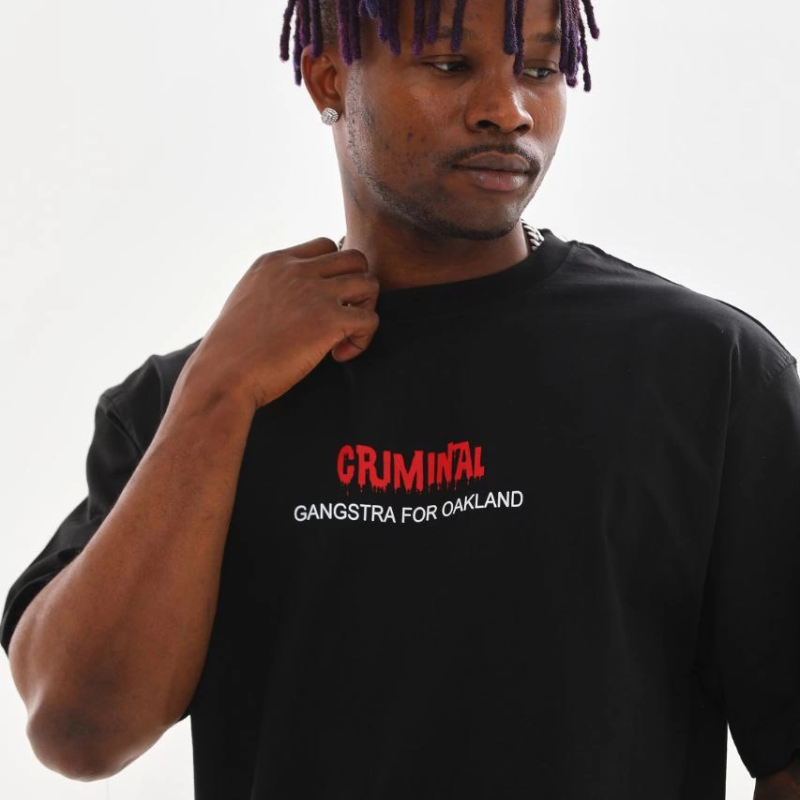 Baskılı Oversize T-Shirt - Siyah -