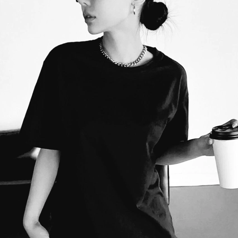 Baskılı Oversize T-Shirt - Siyah -