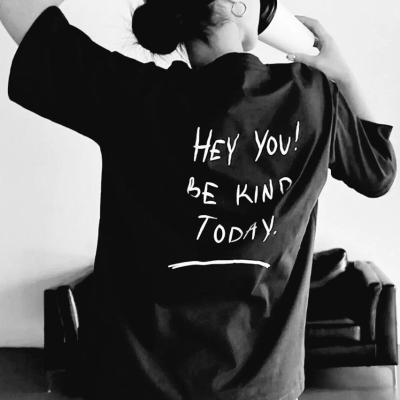 Baskılı Oversize T-Shirt - Siyah -