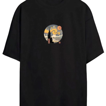 Baskılı Oversize T-Shirt - Siyah -