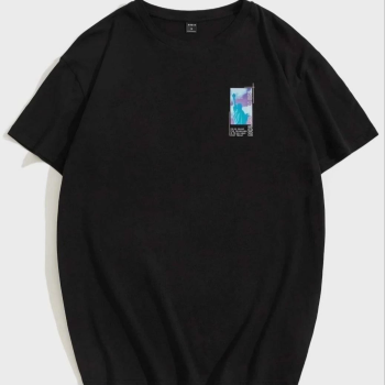 Baskılı Oversize T-Shirt - Siyah -