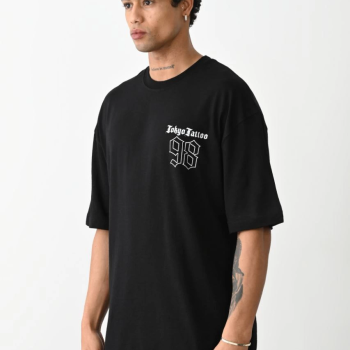 Baskılı Oversize T-Shirt - Siyah -