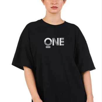 Baskılı Oversize T-Shirt - Siyah -