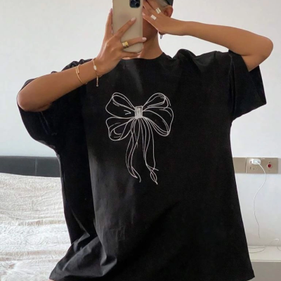 Baskılı Oversize T-shirt - Siyah -