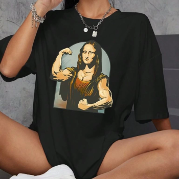 Baskılı Oversize T-shirt - Siyah -