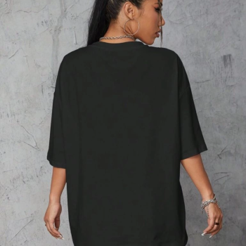 Baskılı Oversize T-shirt - Siyah -