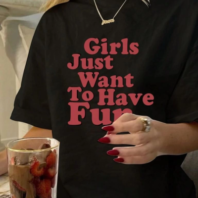 Baskılı Oversize T-shirt - Siyah -