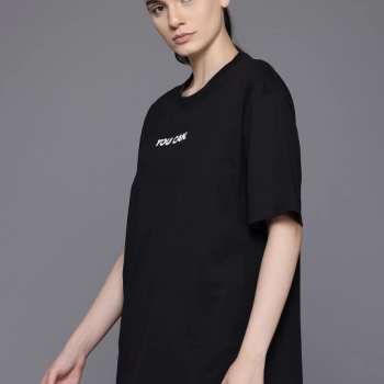 Baskılı Oversize T-shirt - Siyah -