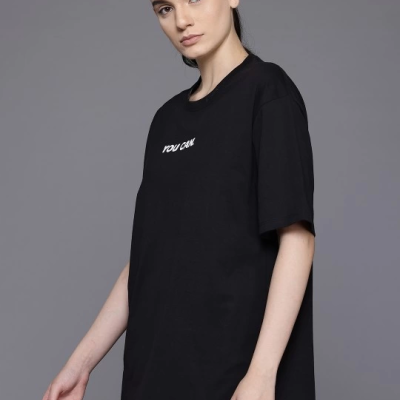 Baskılı Oversize T-shirt - Siyah -