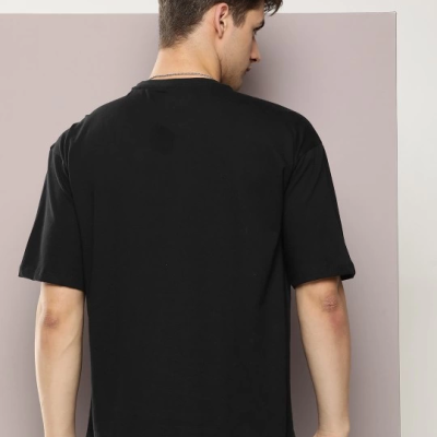 Baskılı Oversize T-shirt - Siyah -