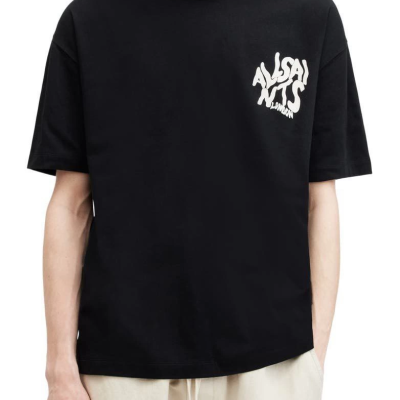 Baskılı Oversize T-shirt - Siyah -