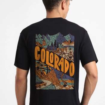 Baskılı Oversize T-shirt - Siyah -