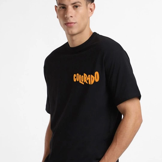 Baskılı Oversize T-shirt - Siyah -