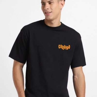 Baskılı Oversize T-shirt - Siyah -