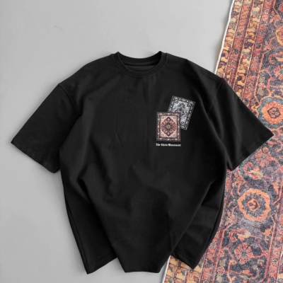 Baskılı Oversize T-shirt - Siyah -