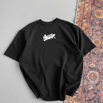 Baskılı Oversize T-shirt - Siyah -