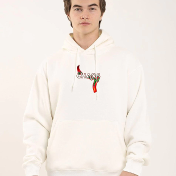 Baskılı Oversize Üç İplik Kapüşonlu Sweatshirt - Beyaz -