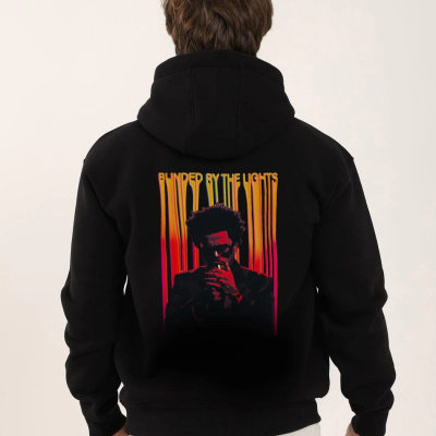 Baskılı Oversize Üç İplik Kapüşonlu Sweatshirt - Siyah