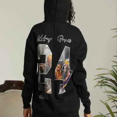 Baskılı Oversize Üç İplik Kapüşonlu Sweatshirt - Siyah