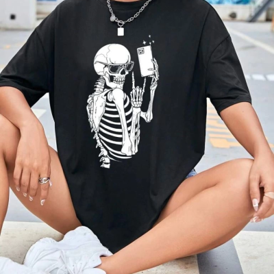 Baskılı   T-shirt - Siyah -