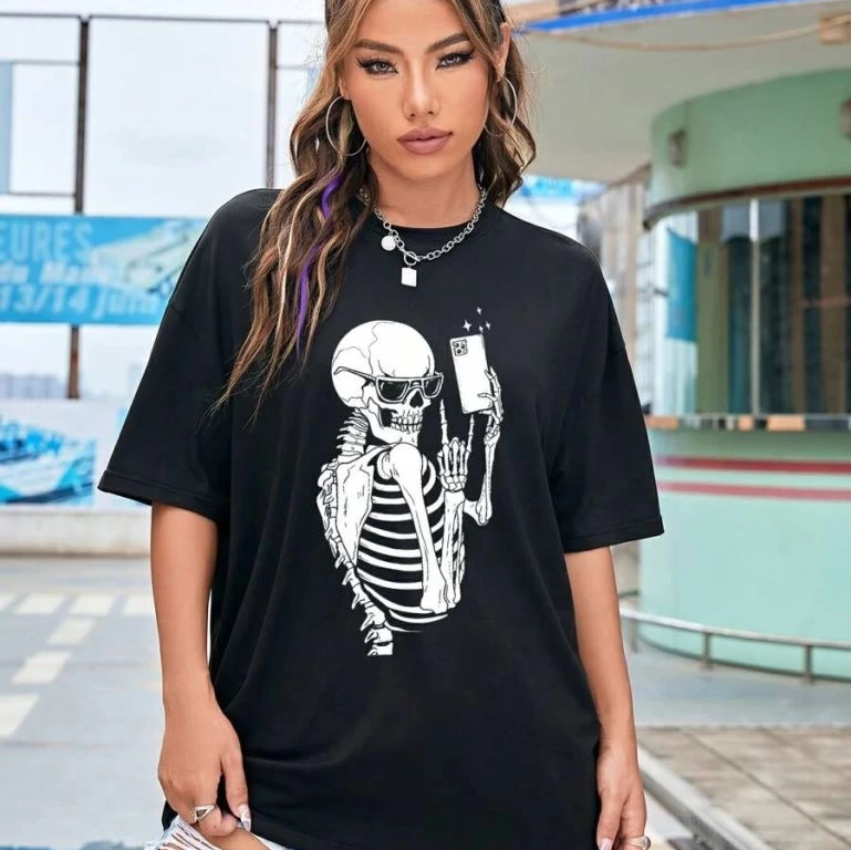 Baskılı   T-shirt - Siyah -