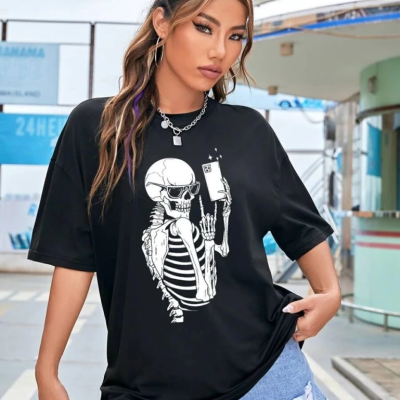 Baskılı   T-shirt - Siyah -