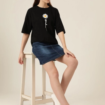 Baskılı   T-shirt - Siyah -