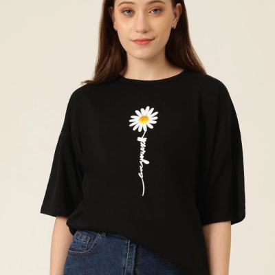 Baskılı   T-shirt - Siyah -