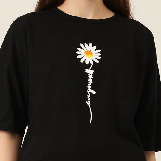 Baskılı   T-shirt - Siyah -