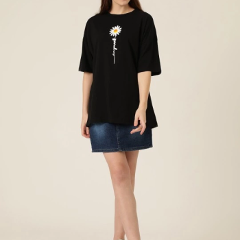 Baskılı   T-shirt - Siyah -