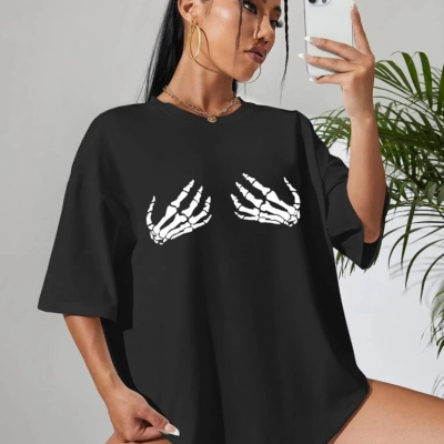 Baskılı   T-shirt - Siyah -