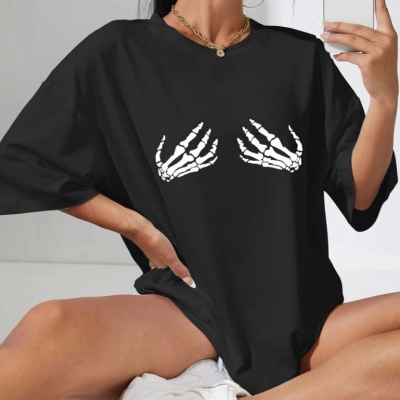 Baskılı   T-shirt - Siyah -