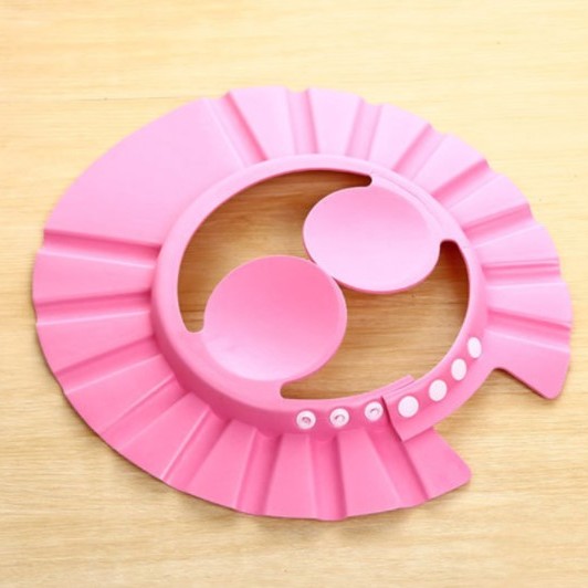 Bebek Banyo Şapkası Düğmeli Kulaklıklı Pembe