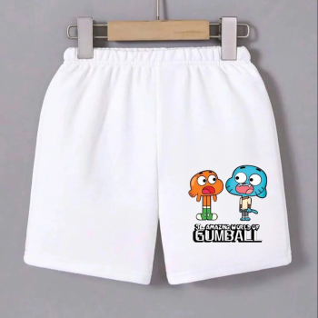 Beli Lastikli Baskılı Mini Şort - Beyaz -