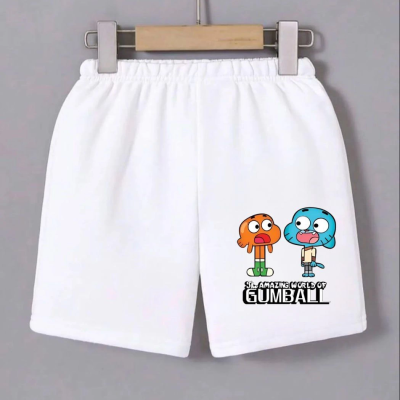 Beli Lastikli Baskılı Mini Şort - Beyaz -