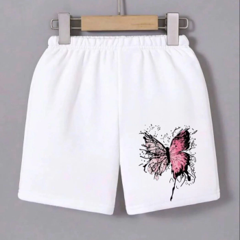 Beli Lastikli Baskılı Mini Şort - Beyaz -