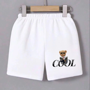 Beli Lastikli Baskılı Mini Şort - Beyaz -