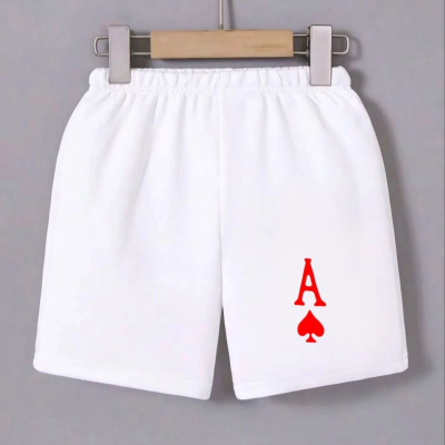 Beli Lastikli Baskılı Mini Şort - Beyaz -