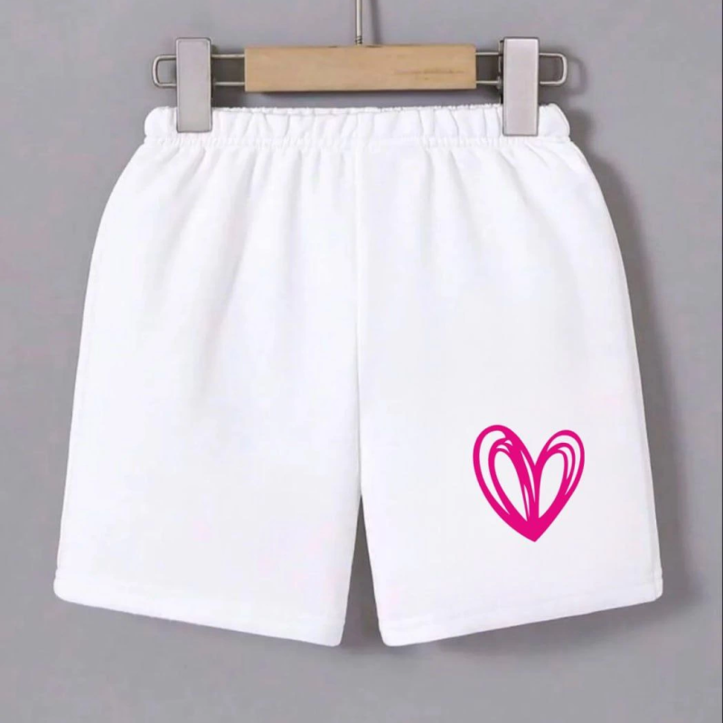 Beli Lastikli Baskılı Mini Şort - Beyaz -