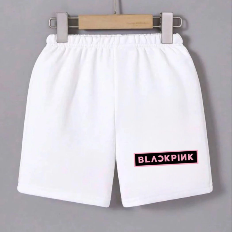 Beli Lastikli Baskılı Mini Şort - Beyaz -