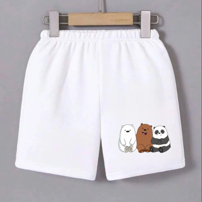 Beli Lastikli Baskılı Mini Şort - Beyaz -